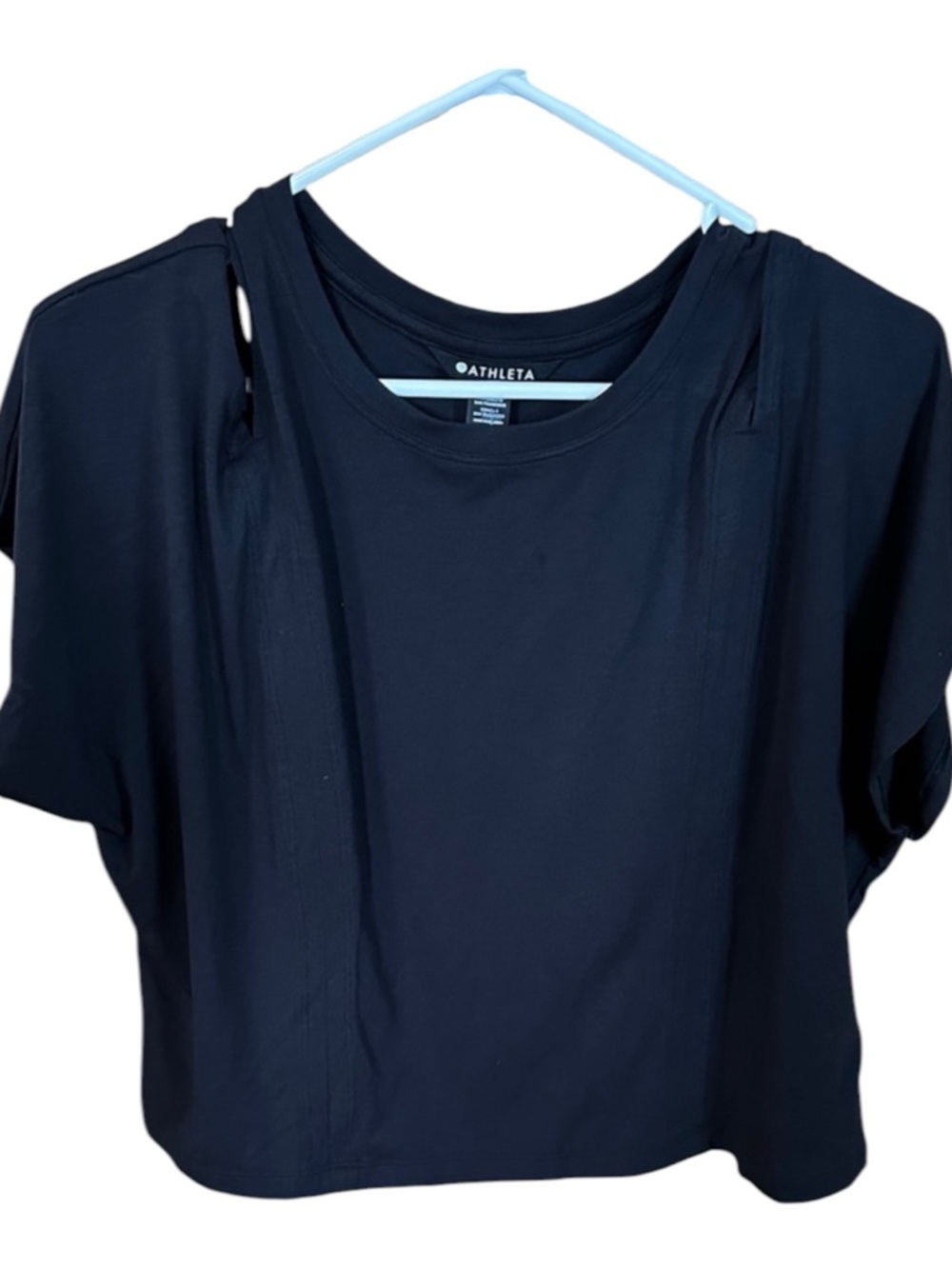 Athleta Black Intention Tee Cold Shoulder Workout Shirt Blouse